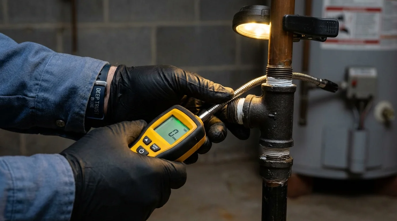 Gas leak detection with electronic sniffer by Johns Plumbing LLC in Cocoa