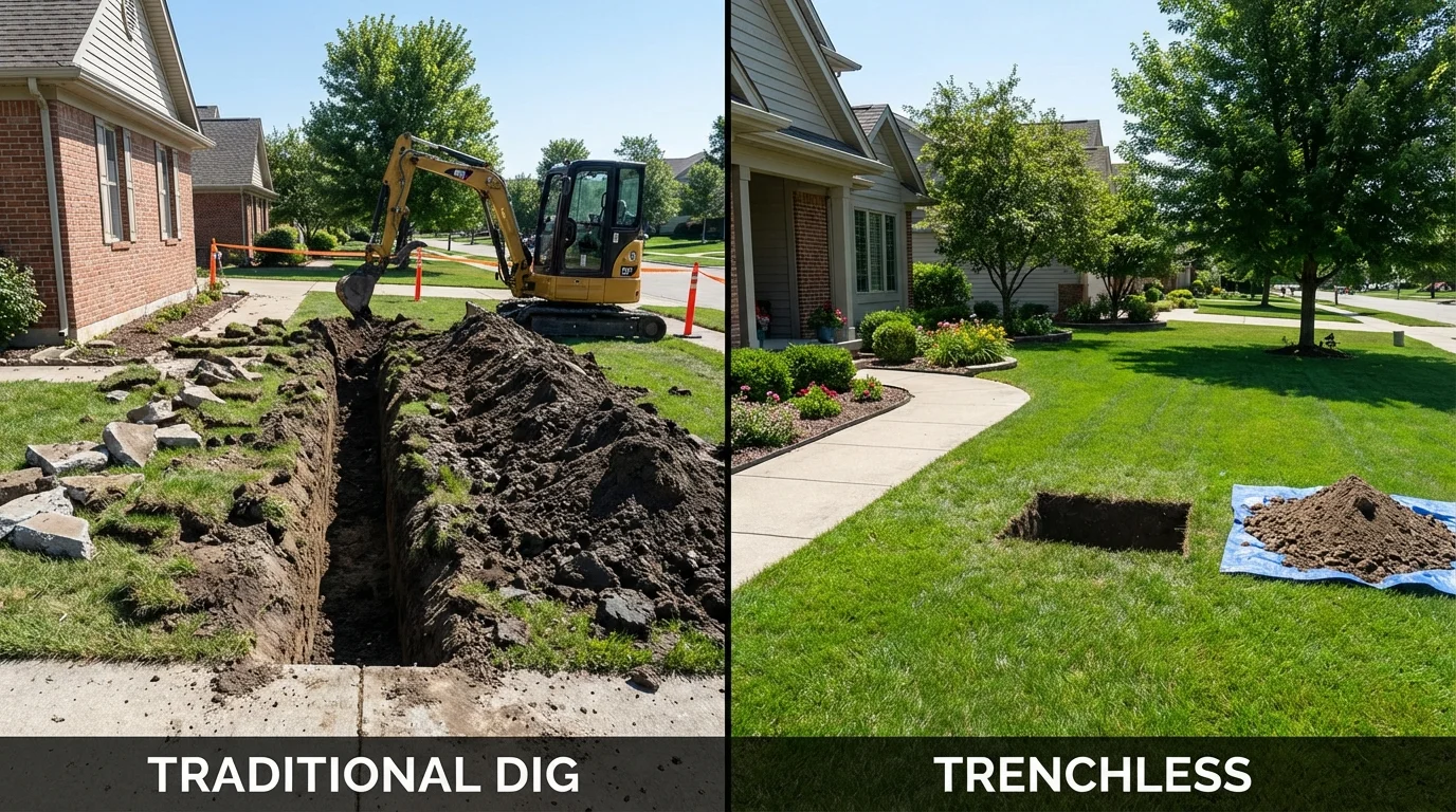 Trenchless sewer repair with minimal yard damage versus traditional excavation in Cocoa, FL